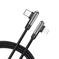 Кабел за данни Lito Type-C към Lightning - бързо зареждане 30W, текстилен, 1m - Черен