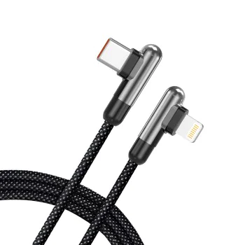 Кабел за данни Lito Type-C към Lightning - бързо зареждане 30W, текстилен, 1m - Черен