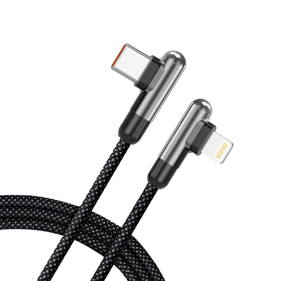 Кабел за данни Lito Type-C към Lightning - бързо зареждане 30W, текстилен, 1m - Черен