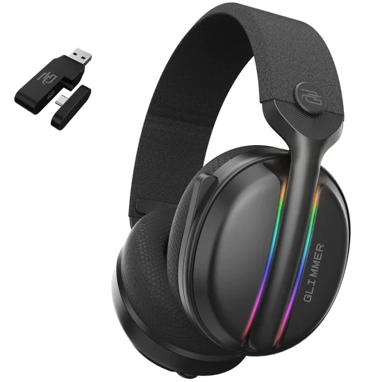 Геймърски слушалки Proove Glimmer (WHGL00022001) - с микрофон, BT/2.4GHz, RGB - Черни