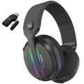 Геймърски слушалки Proove Glimmer (WHGL00022016) - с микрофон, BT/2.4GHz, RGB - Черно/Лилаво