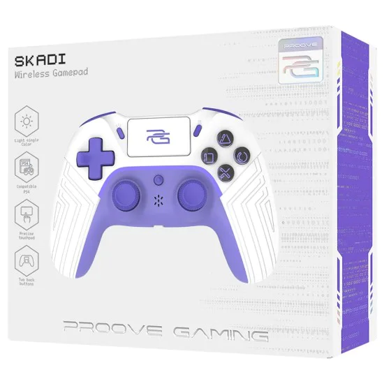 Безжичен контролер Proove Skadi (WGSK00022016) - за PS4/PC/Android - Бяло/Лилаво