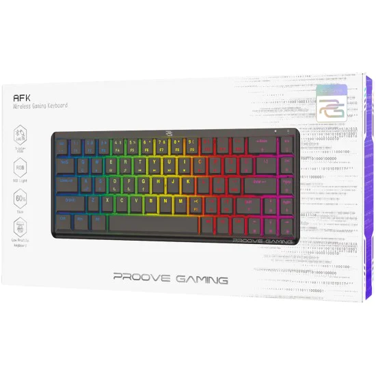 Безжична геймърска клавиатура Proove AFK (WKAFKEN22001) - RGB, 68 клавиша - Черна