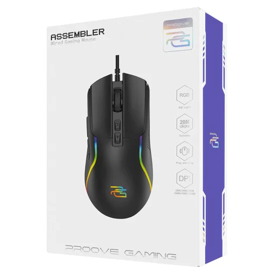 Геймърска мишка Proove Assembler (CMAS00000101) - USB, RGB, 12400DPI - Черна