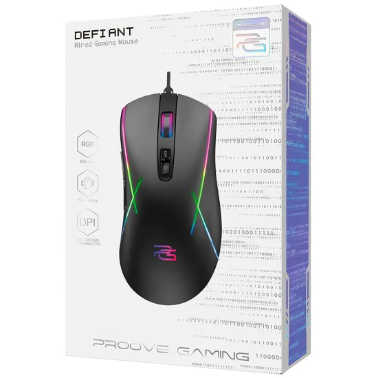 Геймърска мишка Proove Defiant (CMDE00000102) - USB, LED, 7200DPI - Черна