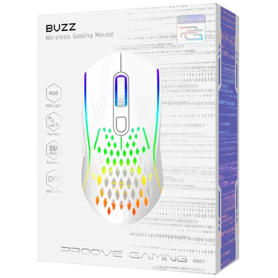 Безжична геймърска мишка Proove Buzz (WMBU00022402) - 2.4GHz, 4800DPI - Бяла
