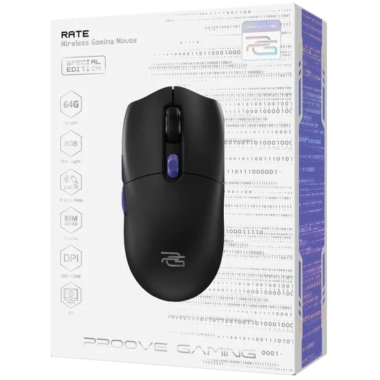 Безжична геймърска мишка Proove Rate Special Edition (CMRTWRS03001) - 12000DPI - Черна