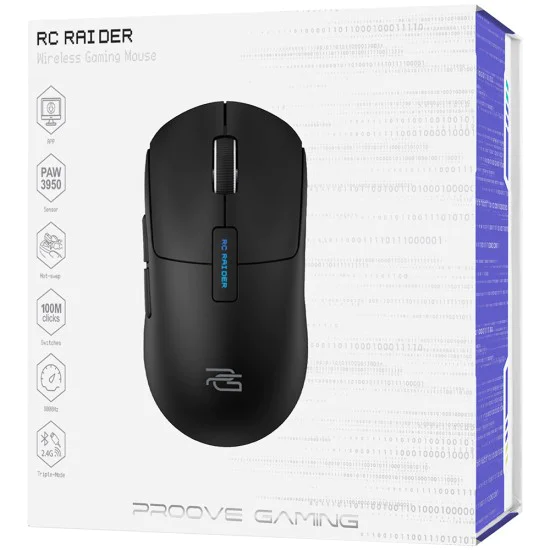 Безжична мишка Proove RC Raider 8K (WMRR00122001) - BT/2.4GHz, 32000DPI - Черна
