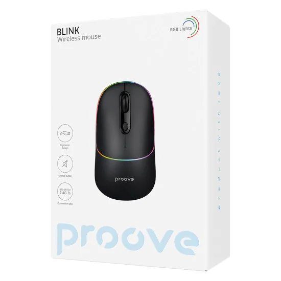 Безжична офис мишка Proove Blink (WMBL00002001) - Ергономична, BT/2.4GHz - Черна