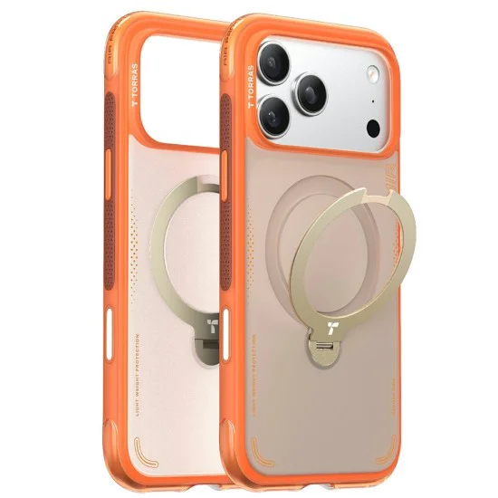 Калъф за iPhone 17 Pro Max - Torras Ostand Spin Air Series - Хоризонт оранжев