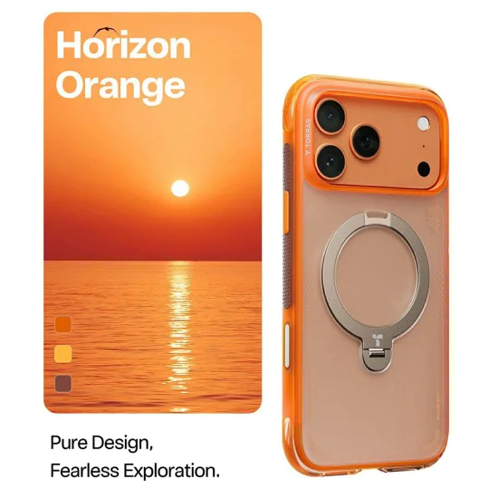 Калъф за iPhone 17 Pro Max - Torras Ostand Spin Air Series - Хоризонт оранжев