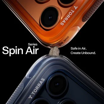 Калъф за iPhone 17 Pro Max - Torras Ostand Spin Air Series - Среднощен син