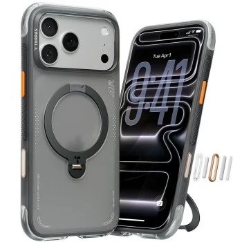 Калъф за iPhone 17 Pro Max - Torras Ostand Spin Air Series - Наситено черен
