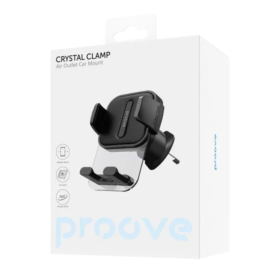 Стойка за кола Proove Crystal Clamp (CHCC00000001) - за вентилация, 4.7-6.9 - Черна