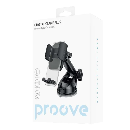 Стойка за кола Proove Crystal Clamp Plus (CHCSP0000001) - за табло, Вакуум - Черна