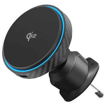 Стойка за кола с безжично зареждане Proove Graphite Circle (WHGC15010001) - Qi2, 15W - Черна