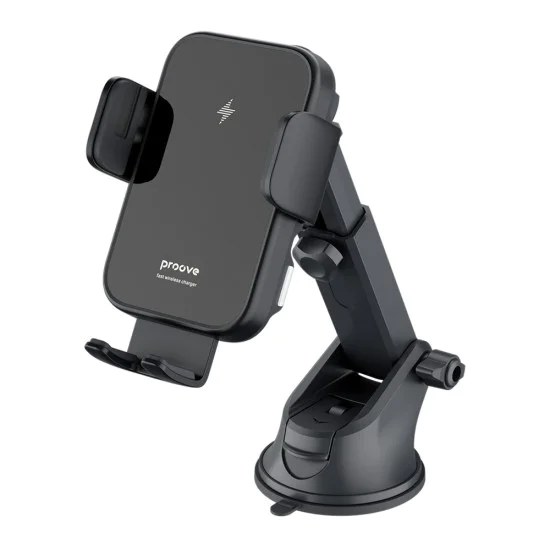 Стойка за кола с безжично зареждане Proove Triple Clamp (WHTC15010001) - Автоматична, 15W - Черна