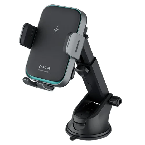 Стойка за кола с безжично зареждане Proove Triple Clamp Pro (WHTP15010004) - 2в1, Qi2, 15W - Метално сива