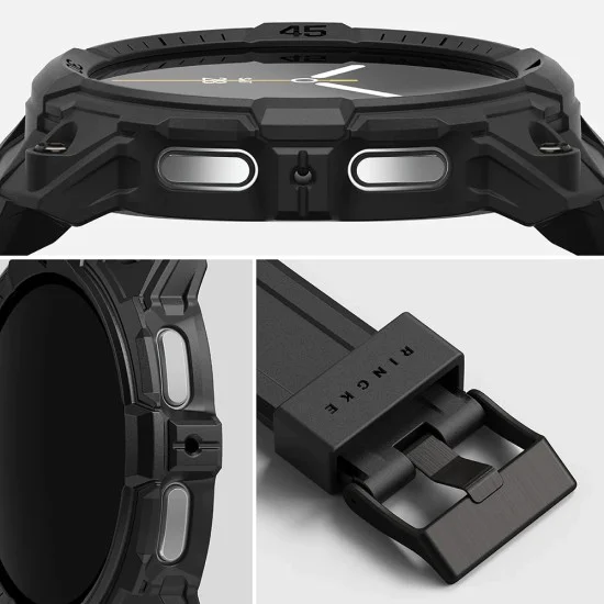 Каишка с корпус за Samsung Galaxy Watch8 (44mm) - Ringke Rugged Gear - Изцяло черен