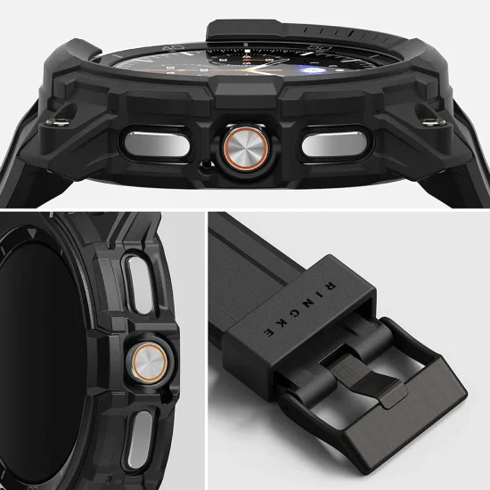 Каишка с корпус за Samsung Galaxy Watch8 Classic - Ringke Rugged Gear - Изцяло черен