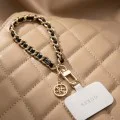 Ремък за ръка Guess Hand Strap Saffiano 4G Charm - Универсален, Saffiano еко кожа - Черен