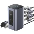 Докинг станция NU1 Air Spacemate (B00568103813-00) - Baseus - USB-C към 2x HDMI, RJ45, SD/TF, USB портове - Космическо сиво