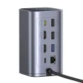 Докинг станция NU1 Air Spacemate (B00568103813-00) - Baseus - USB-C към 2x HDMI, RJ45, SD/TF, USB портове - Космическо сиво