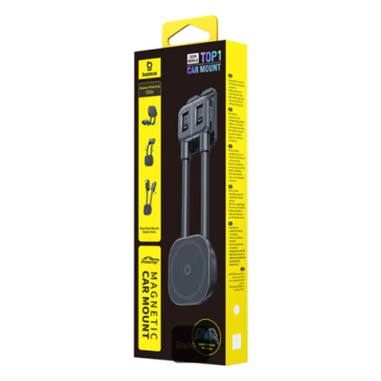 Стойка за кола PrimeTrip C03s (C0013701) - Baseus - MagSafe, за табло, гъвкава основа, 20N сила - Космическо черно