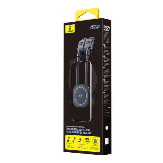 Стойка за кола PrimeTrip C03s Pro (C0013B01) - Baseus - магнитна, за табло, Type-C, регулируема - Черно