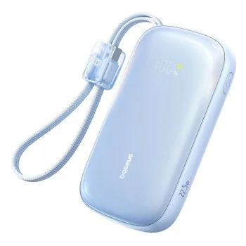 Външна батерия EnerFill FC21 Qpow 3 Ultra (E0027M03) - Baseus - с отделящ се кабел, 20000mAh, 22.5W - Галактическо синьо