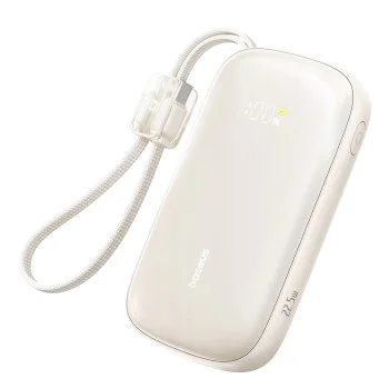 Външна батерия EnerFill FC21 Qpow 3 Ultra (E0027M01) - Baseus - с отделящ се кабел, 20000mAh, 22.5W - Естествен титан