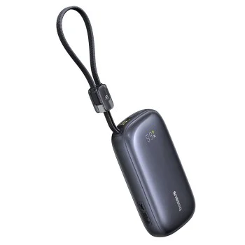 Външна батерия EnerFill FC21 Qpow 3 Ultra (E0027M00) - Baseus - с отделящ се кабел, 20000mAh, 22.5W - Космическо черно