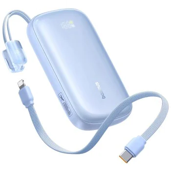Външна батерия EnerFill FC21 Qpow 3 Ultra (E0027L03) - Baseus - с отделящ се кабел, 10000mAh, 22.5W - Галактическо синьо