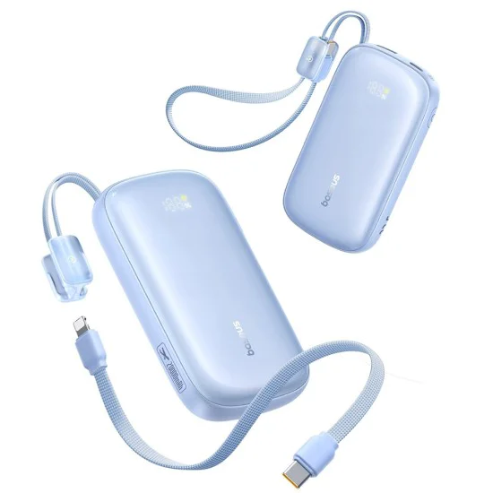 Външна батерия EnerFill FC21 Qpow 3 Ultra (E0027L03) - Baseus - с отделящ се кабел, 10000mAh, 22.5W - Галактическо синьо