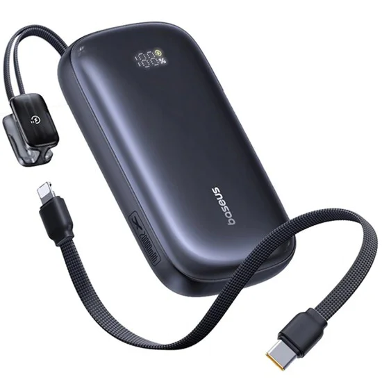 Външна батерия EnerFill FC21 Qpow 3 Ultra (E0027L00) - Baseus - с отделящ се кабел, 10000mAh, 22.5W - Космическо черно
