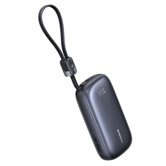 Външна батерия EnerFill FC21 Qpow 3 Ultra (E0027P00) - Baseus - с отделящ се кабел, 20000mAh, 45W - Космическо черно