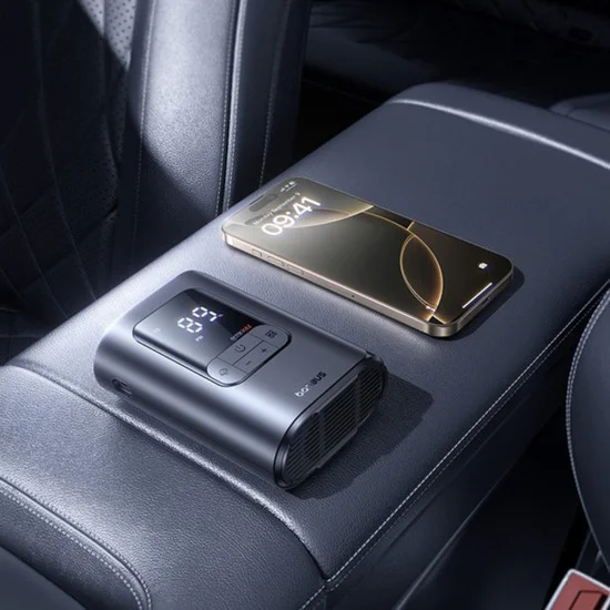 Компресор за кола GoTrip VA1 Super Mini (C0119501) - Baseus - безжичен, дисплей, автоматично спиране, 82W - Космическо черно