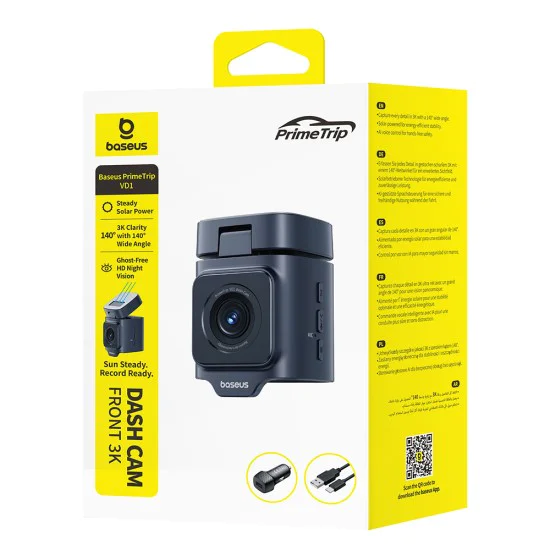 Видеорегистратор PrimeTrip (C10669000123-00) - Baseus - вграден GPS, нощно виждане, 3K резолюция - Космическо черно