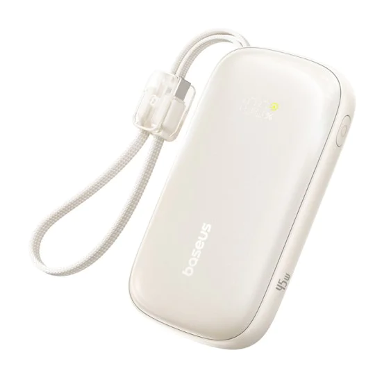 Външна батерия EnerFill FC21 Qpow 3 Ultra (E0027P01) - Baseus - с отделящ се кабел, 20000mAh, 45W - Естествен титан