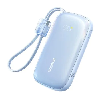 Външна батерия EnerFill FC21 Qpow 3 Ultra (E0027Q03) - Baseus - с отделящ се кабел, 10000mAh, 45W - Галактическо синьо