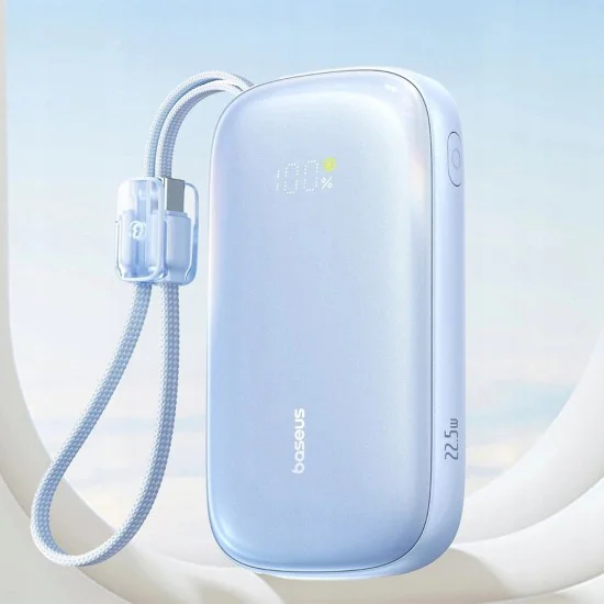 Външна батерия EnerFill FC21 Qpow 3 Ultra (E0027Q03) - Baseus - с отделящ се кабел, 10000mAh, 45W - Галактическо синьо