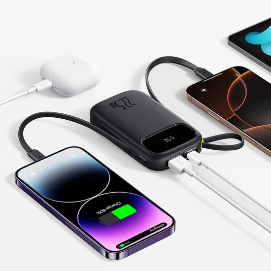 Външна батерия Baseus EnerFill FC31 (P10082106123-00) - USB, Type-C, с кабел, 22.5W, 10000mAh - Черна