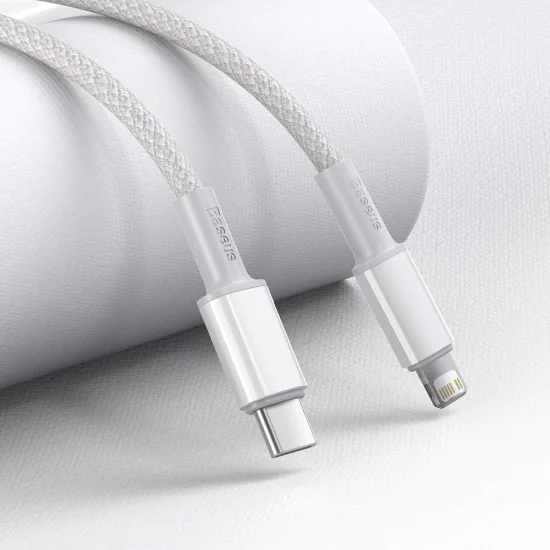 Кабел за данни (CATLGD-02) - Baseus - Type-C към Lightning, 20W, бързо зареждане, оплетен, 1м - Бяло