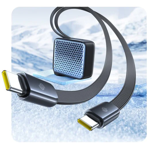 Зарядно за стена EnerCore CJ21 (E0121D00) - Baseus - с два прибиращи се Type-C кабела, 67W, 80см - Космическо черно