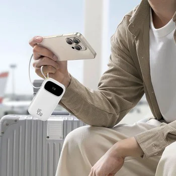 Външна батерия EnerFill FC31 Qpow 3 (E0028C03) - Baseus - USB-C/Lightning кабели, 10000mAh, 45W - Галактическо синьо