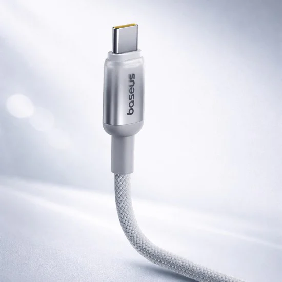 Кабел за данни Baseus Discolor Series (E0420800) - USB към Type-C, Найлонова оплетка, 480Mbps, 100W, 1м - Син/Зелен