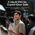 Безжични слушалки Baseus Eli 2i Fit (A0102604) - Open-Ear дизайн, Bluetooth 6.0, AI ENC, 600mAh - Черни