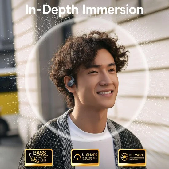 Безжични слушалки Baseus Eli 2i Fit (A0102604) - Open-Ear дизайн, Bluetooth 6.0, AI ENC, 600mAh - Черни