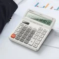 Настолен калкулатор (EC10) - Yesido - LCD дисплей, ергономичен дизайн, соларно и батерийно захранване, 12 цифри - Бяло