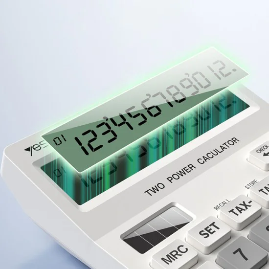 Настолен калкулатор (EC10) - Yesido - LCD дисплей, ергономичен дизайн, соларно и батерийно захранване, 12 цифри - Бяло